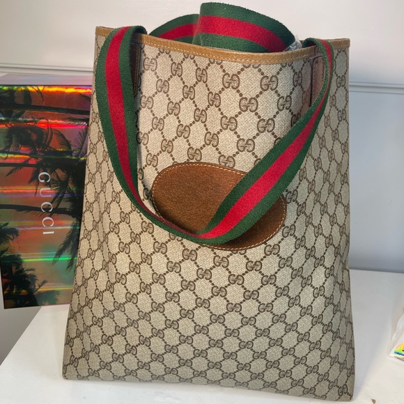 VINTAGE GUCCI SHERRY LINE WEB GG TOTE BAG - Picture 5 of 11